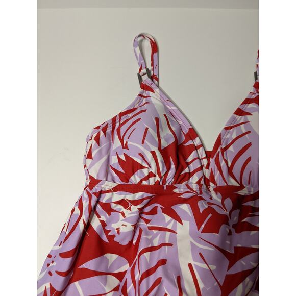 Kona Sol Tankini Swimsuit Bikini Sharkbite Hem Top Layered Leaf S Full Coverage - Picture 4 of 9